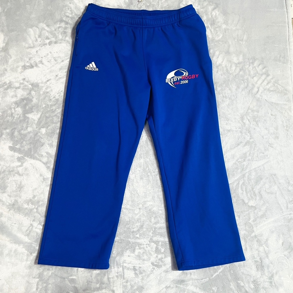 Adidas Gym Pants Mens Large Blue Open Hem Athletic